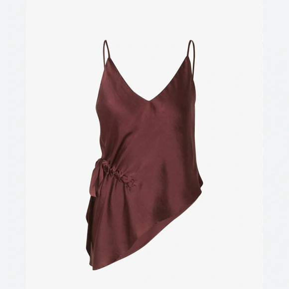 Guido Maria Kretschmer Satin Silky Brown Asymmetrical Camisole Top Size EU 38 M - Picture 2 of 8